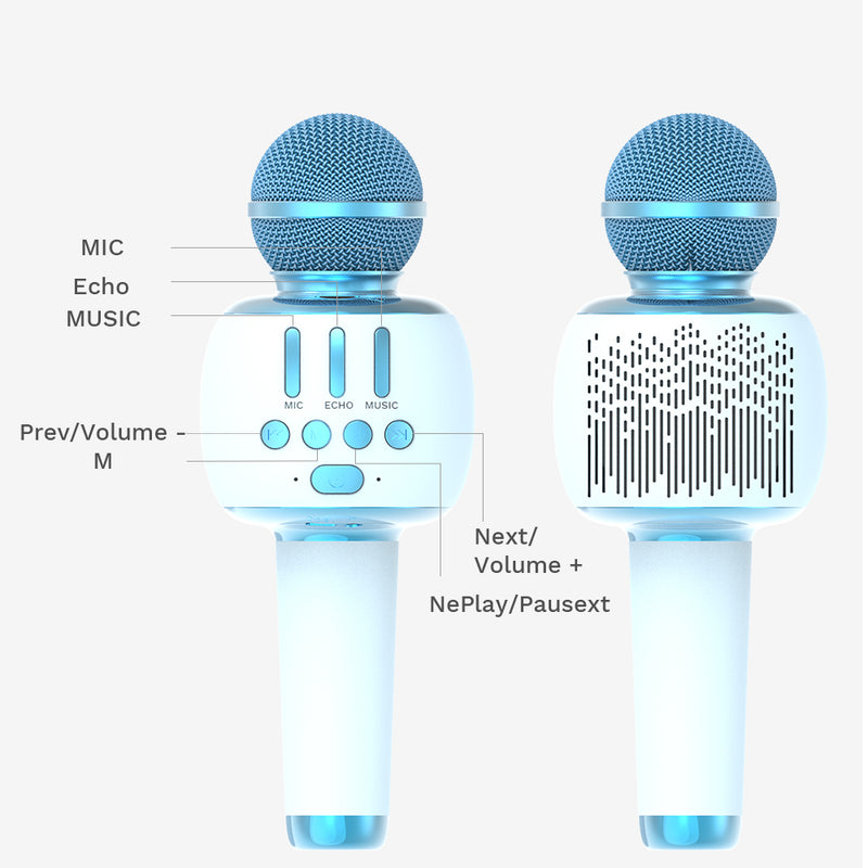 Bluetooth Wireless Karaoke Microphone, Portable Handheld Mic, Great for Home Party, Performance, Doing Duets